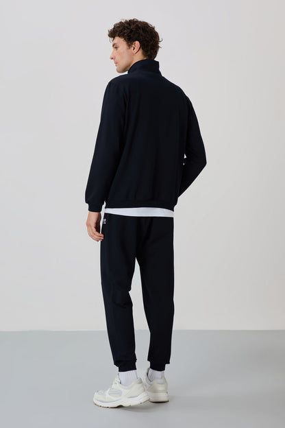 Herbert Navy Blue Thick Collar Tracksuit Set - 85233