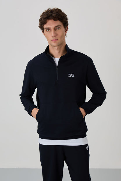Herbert Navy Blue Thick Collar Tracksuit Set - 85233