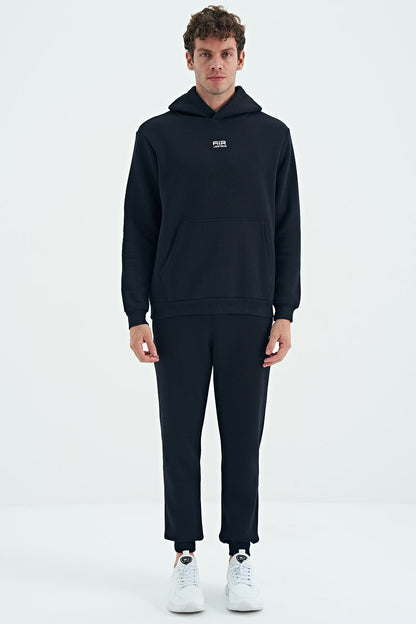 Navy Blue Men's Hooded Sweatshirt - 88138