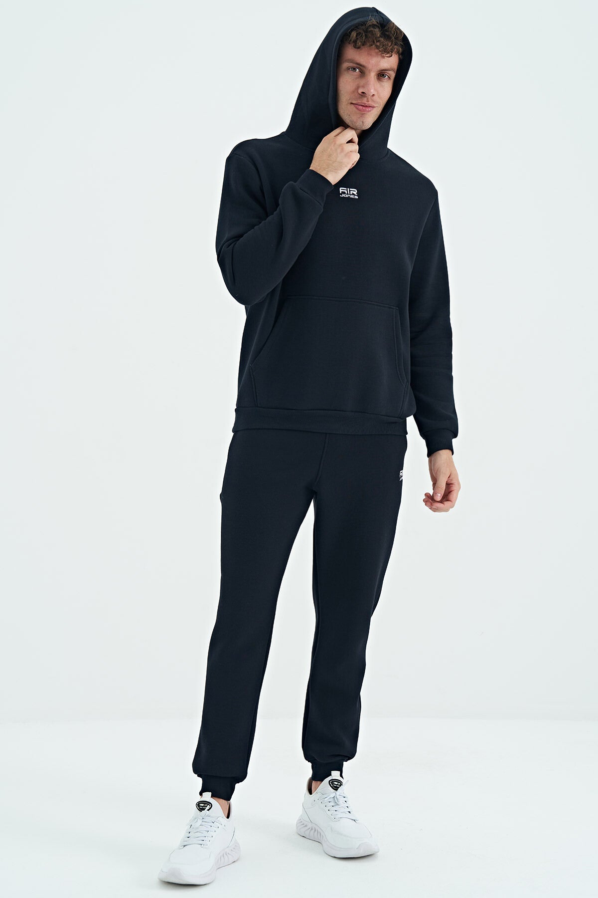 Navy Blue Men's Hooded Sweatshirt - 88138