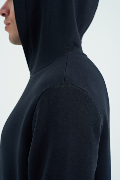 Navy Blue Men's Hooded Sweatshirt - 88138