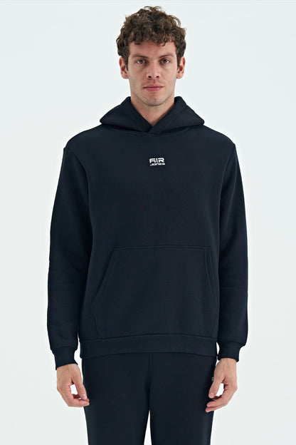 Navy Blue Men's Hooded Sweatshirt - 88138