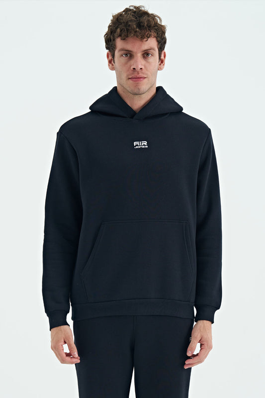 Navy Blue Men's Hooded Sweatshirt - 88138