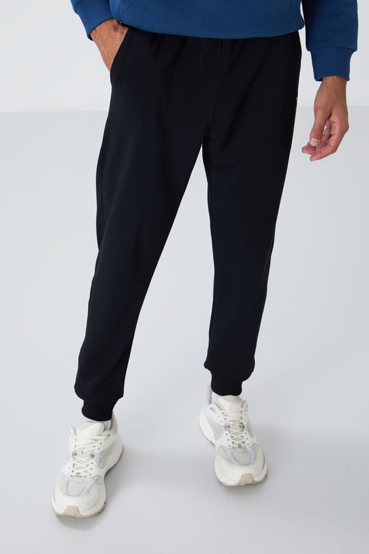 Navy Blue Classic Pocket Standard Fit Cuffed Men's Tracksuit Bottom - 84652