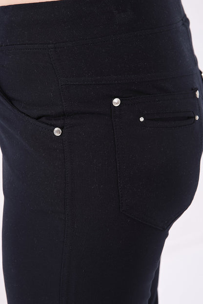 Navy Blue Classic Stone Detailed Women's Plus Size Tracksuit Bottom - 94040