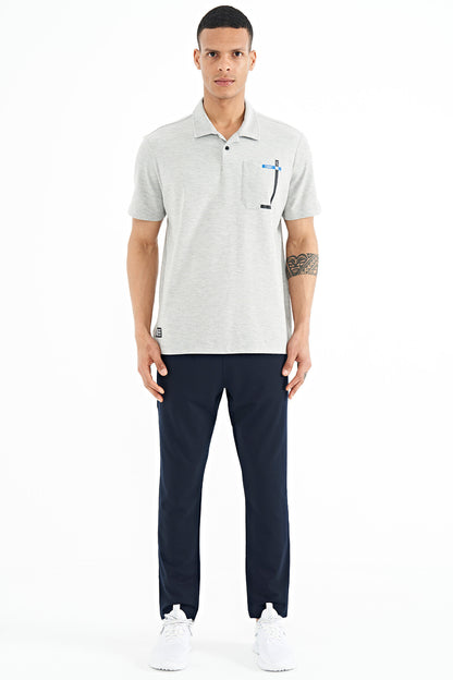 Navy Blue Logo Embroidered Side Pocketed Standard Fit Men's Tracksuit Bottom - 84967