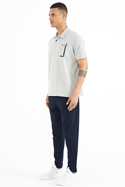 Navy Blue Logo Embroidered Side Pocketed Standard Fit Men's Tracksuit Bottom - 84967