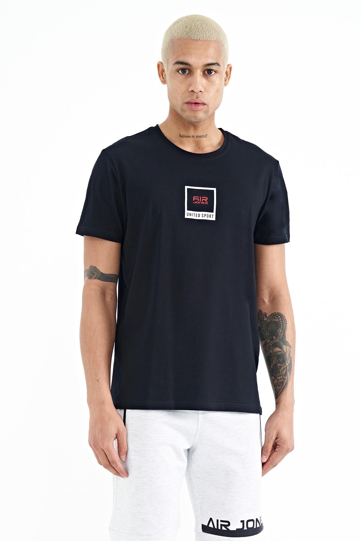 Adney Navy Blue O Collar Men's T-Shirt - 88230