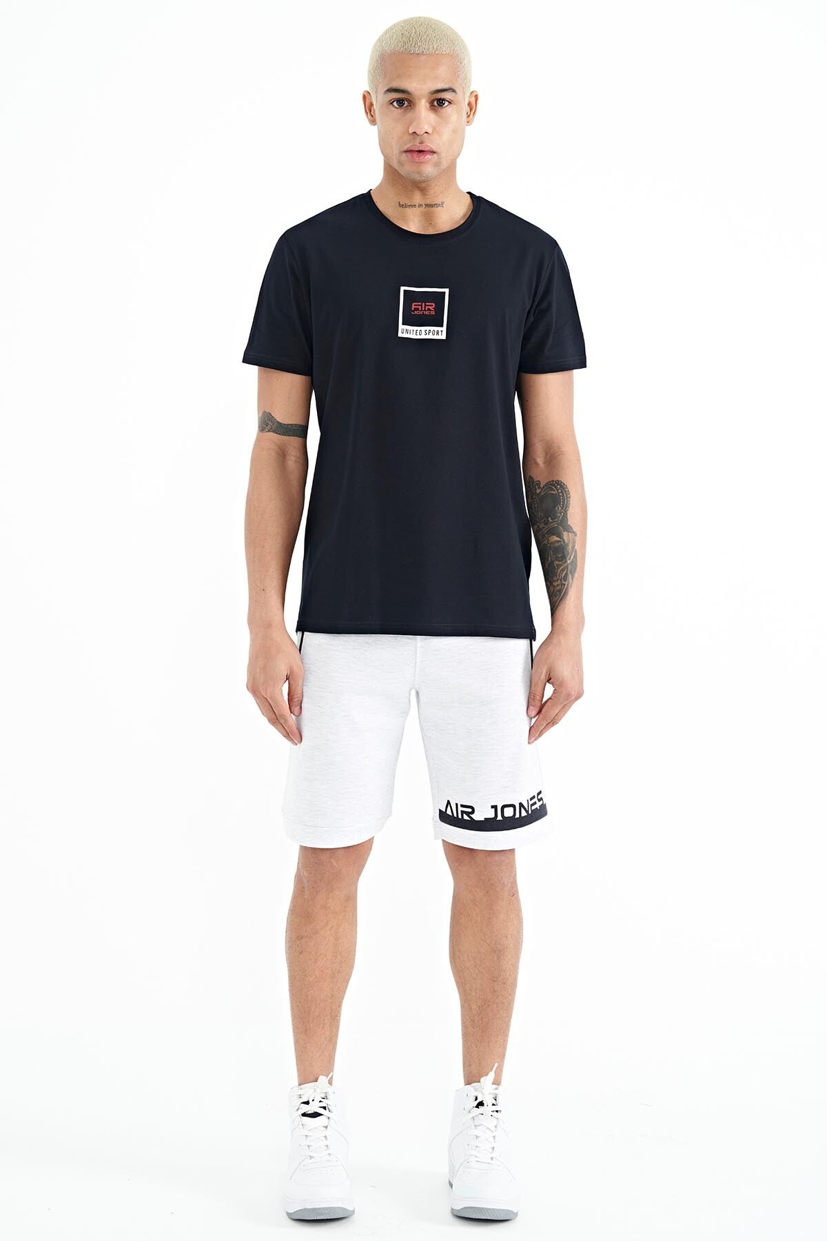 Adney Navy Blue O Collar Men's T-Shirt - 88230