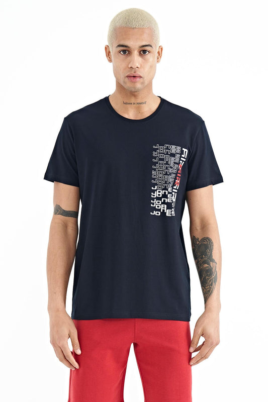 Navy Blue Standard Fit Men's T-Shirt - 88208