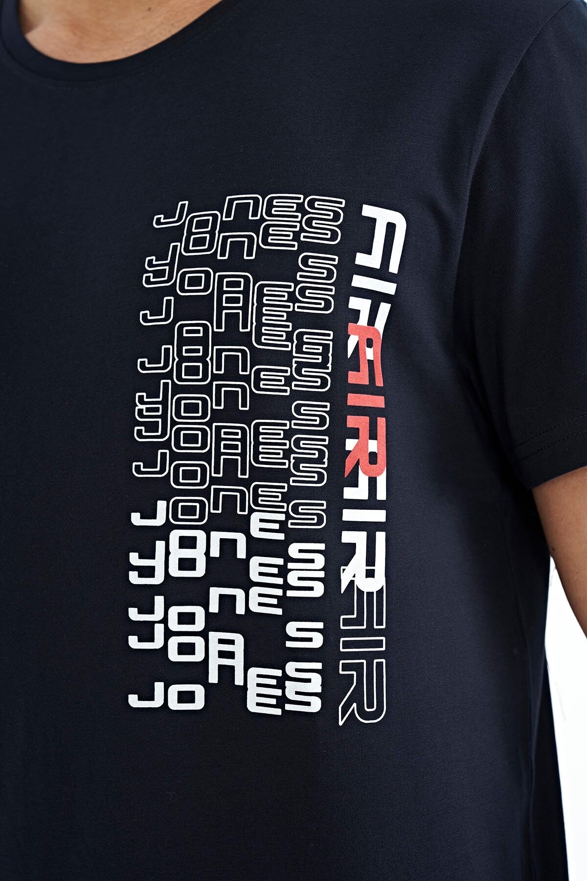 Navy Blue Standard Fit Men's T-Shirt - 88208