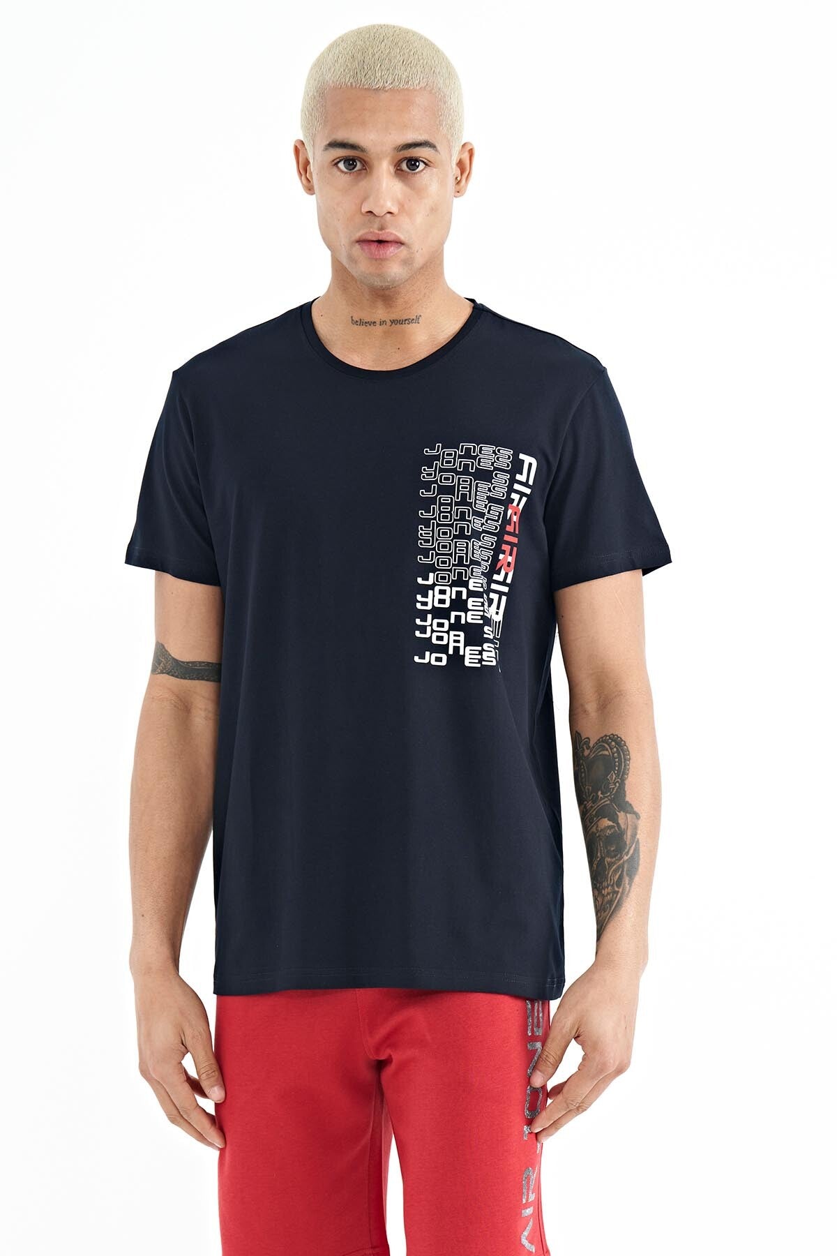 Navy Blue Standard Fit Men's T-Shirt - 88208