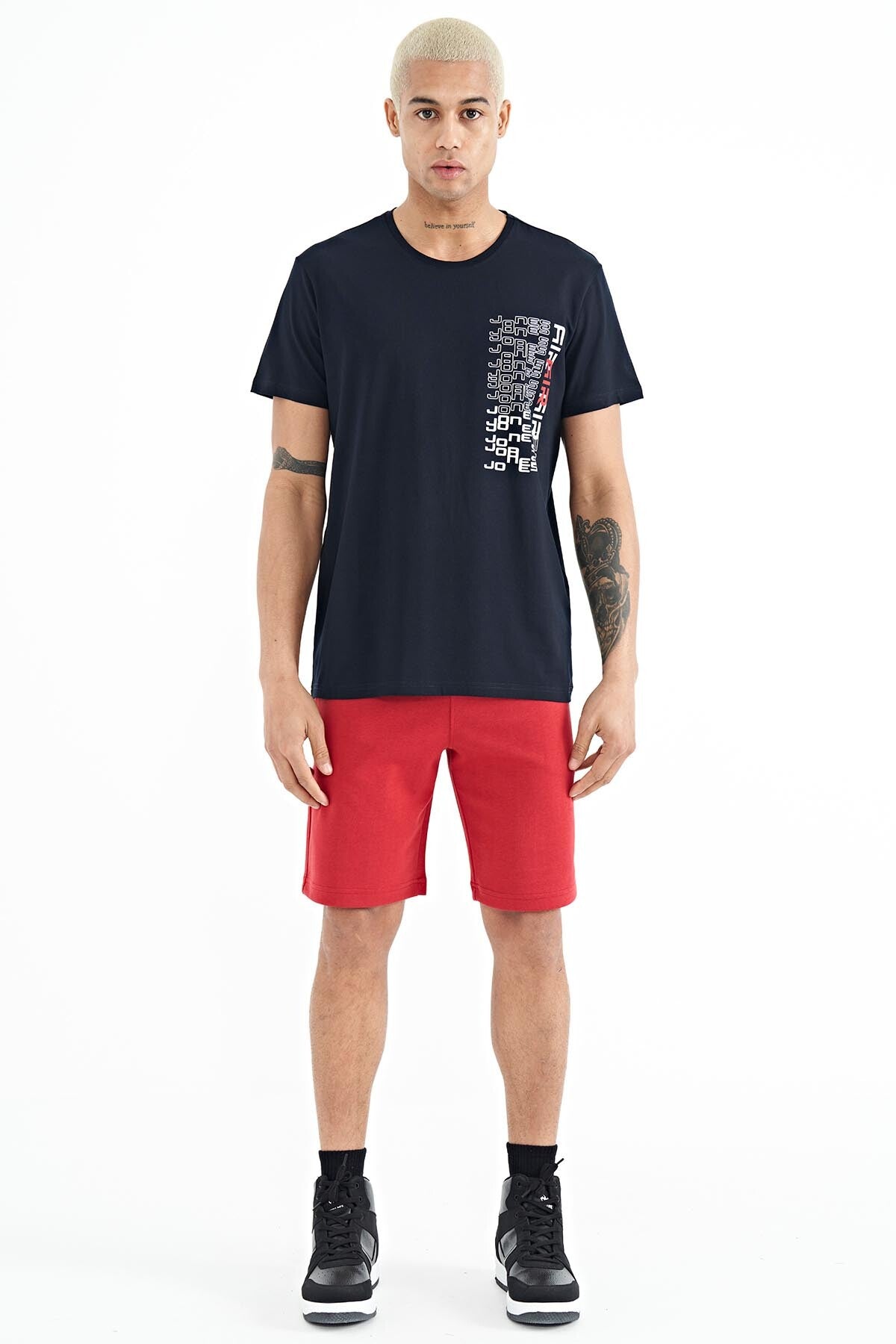 Navy Blue Standard Fit Men's T-Shirt - 88208