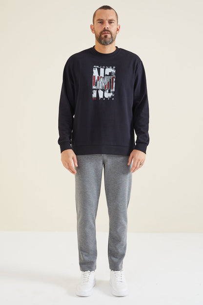 Lindon Navy Blue O Collar Men's Sweatshirt - 88130