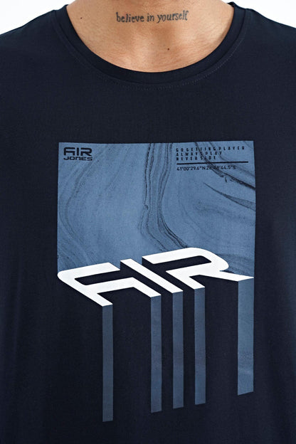 Louis Navy Blue Standard Fit Men's T-Shirt - 88202