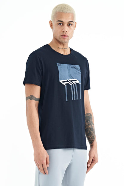 Louis Navy Blue Standard Fit Men's T-Shirt - 88202