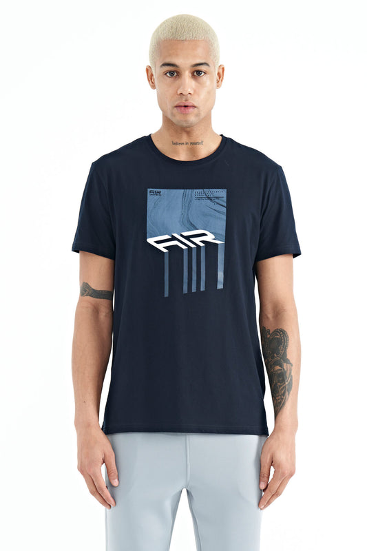 Louis Navy Blue Standard Fit Men's T-Shirt - 88202