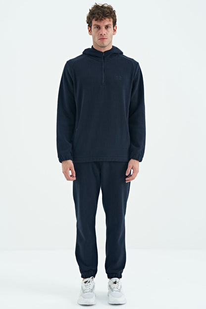 Hector Navy Blue Hooded Fleece Men's Tracksuit Set - 85227