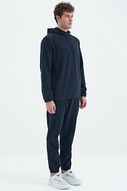 Hector Navy Blue Hooded Fleece Men's Tracksuit Set - 85227