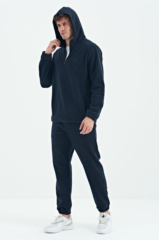 Hector Navy Blue Hooded Fleece Men's Tracksuit Set - 85227