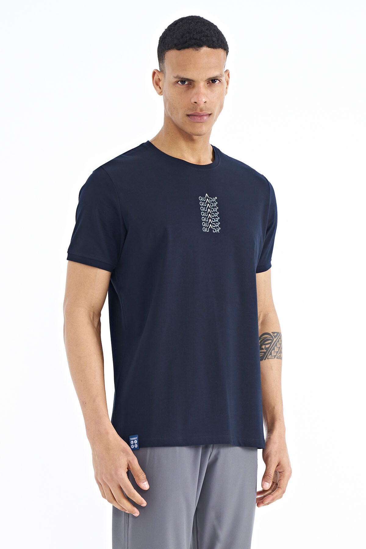 Navy Blue Printed O Collar Standard Fit Men's T-shirt - 88169