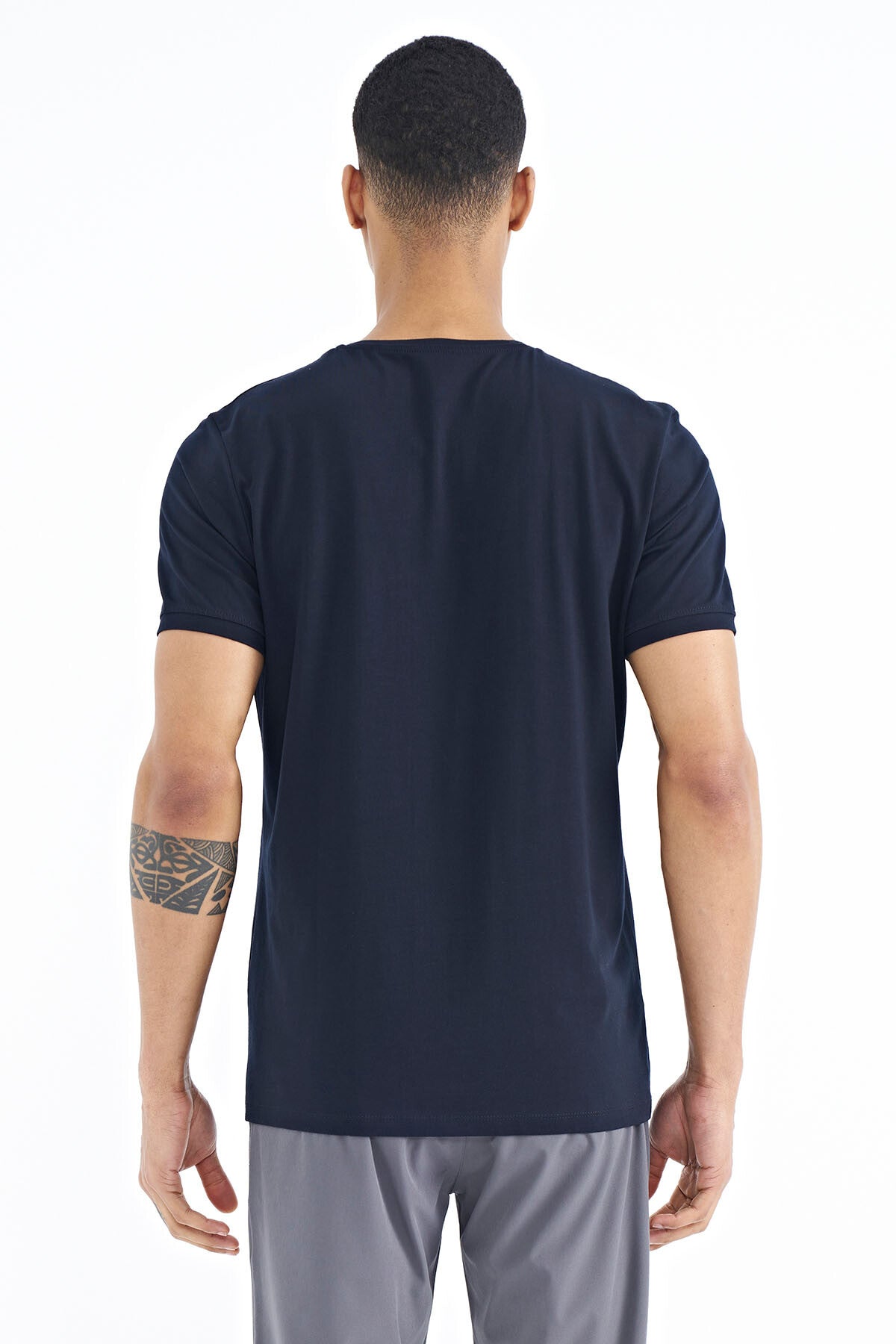 Navy Blue Printed O Collar Standard Fit Men's T-shirt - 88169