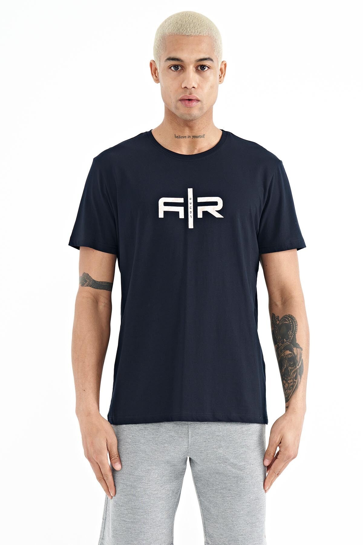 Boris Navy Blue Standard Fit Men's T-Shirt - 88206