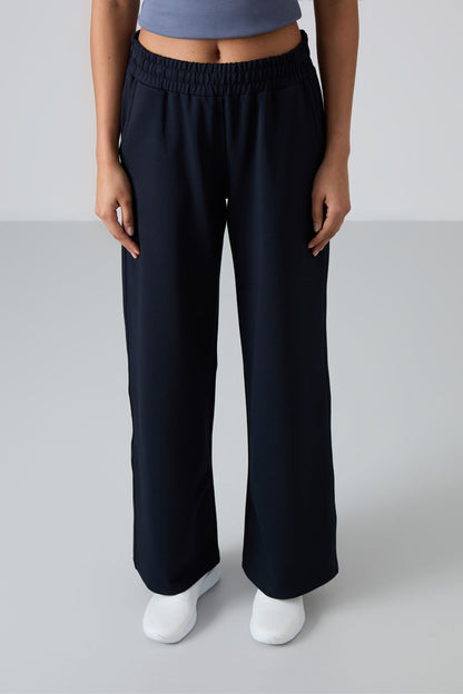 Navy High Waist Comfort Fit Wide Leg Women's Tracksuit Bottom - 94567