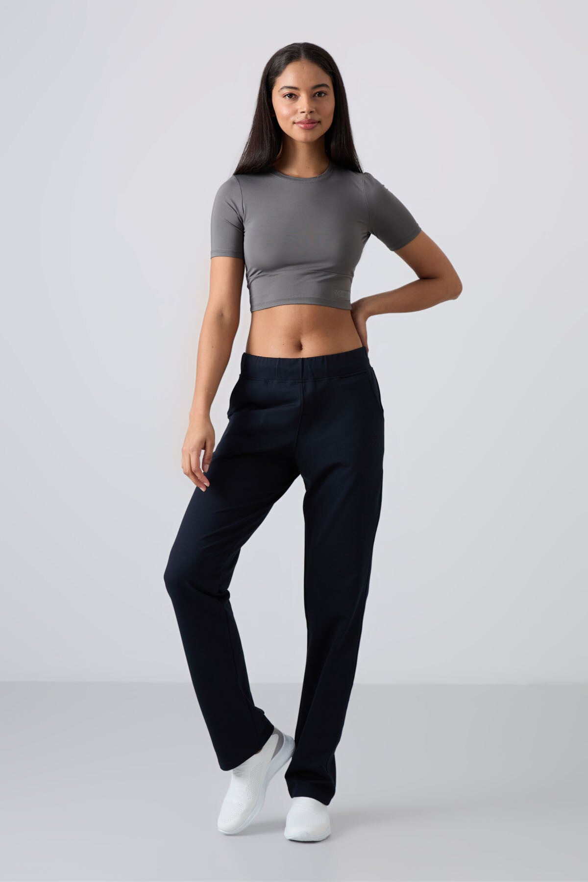 Navy Blue High Waist Comfortable Fit Classic Hem Women's Tracksuit Bottom - 94185