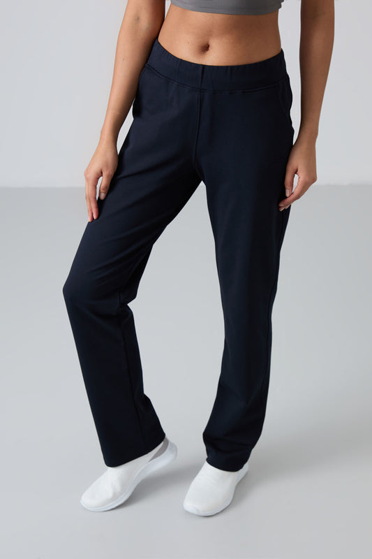 Navy Blue High Waist Comfortable Fit Classic Hem Women's Tracksuit Bottom - 94185
