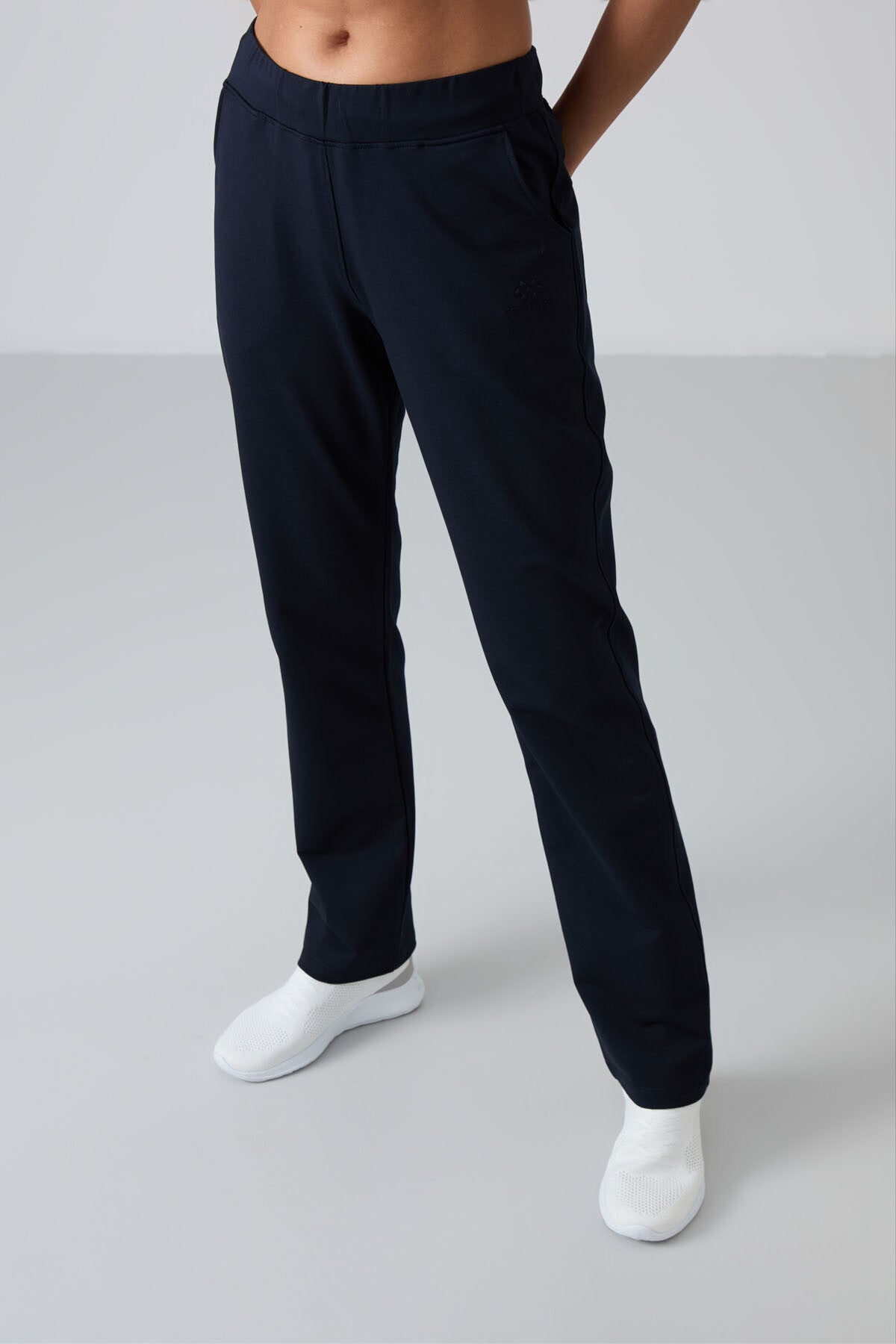 Navy Blue High Waist Comfortable Fit Classic Hem Women's Tracksuit Bottom - 94185