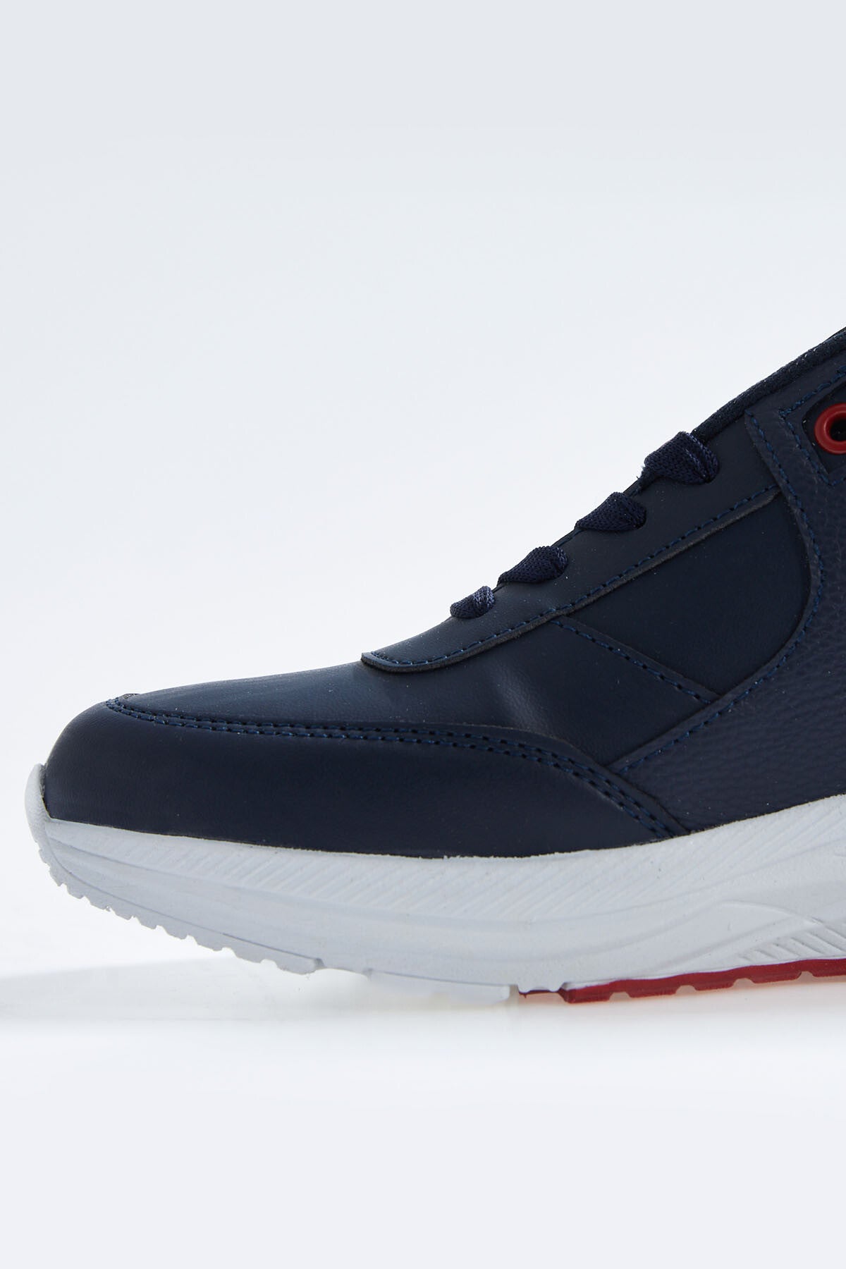 Navy Blue High Sole Laced PU Leather Men's Sports Shoes - 89113