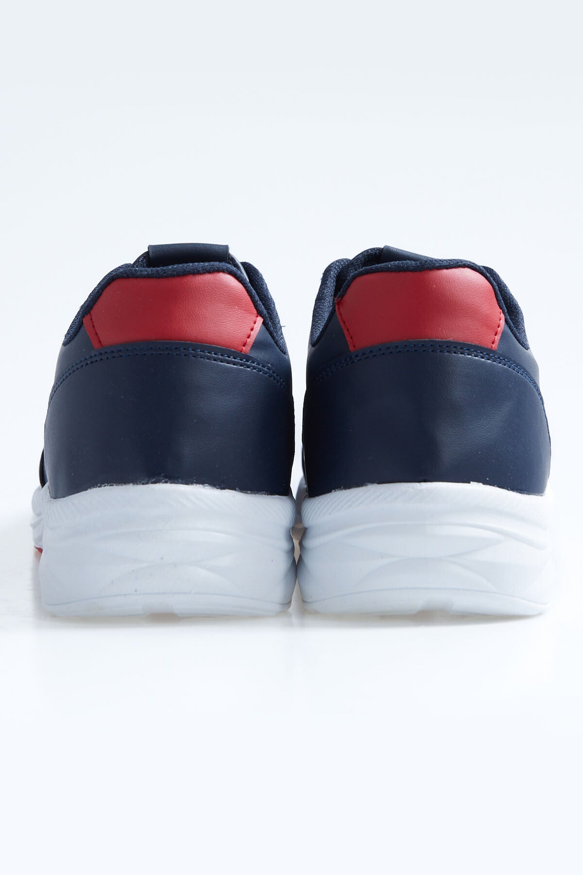 Navy Blue High Sole Laced PU Leather Men's Sports Shoes - 89113