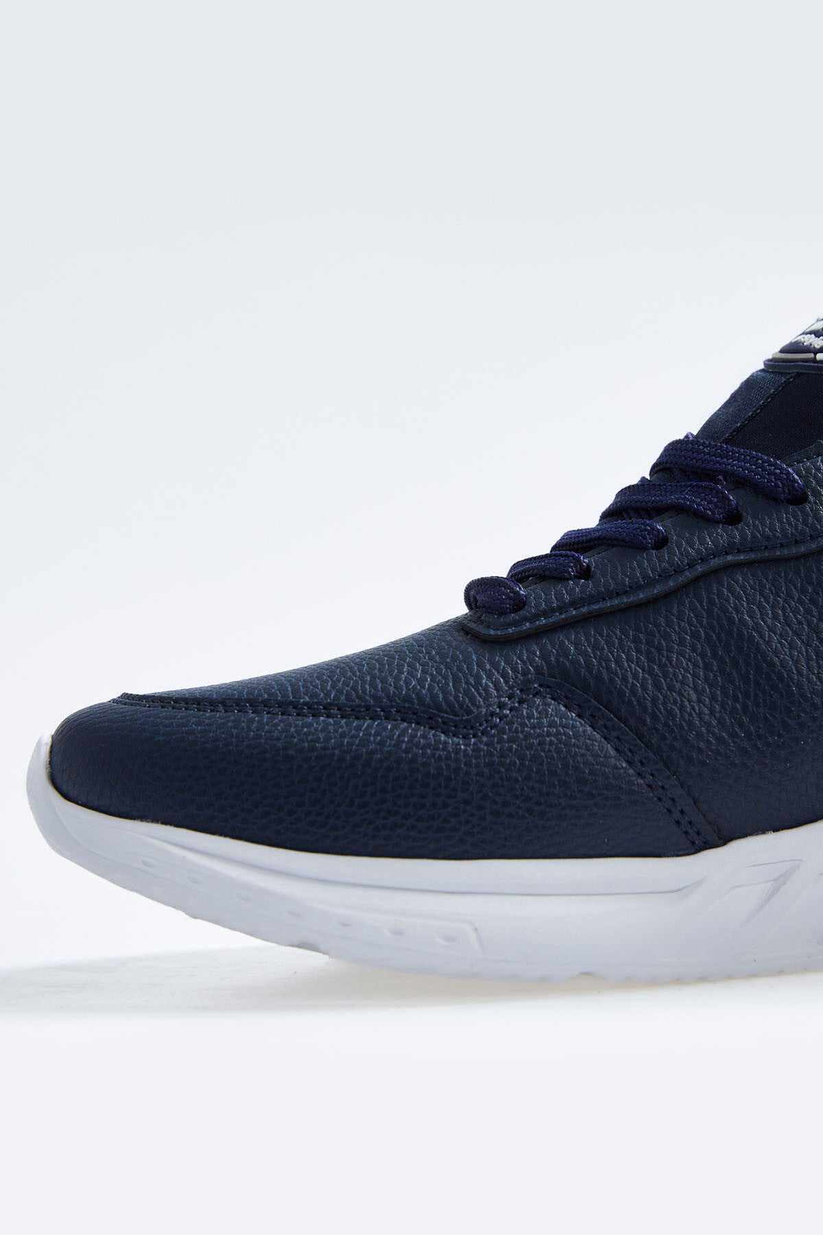Navy Blue High Sole Laced PU Leather Men's Sports Shoes - 89115
