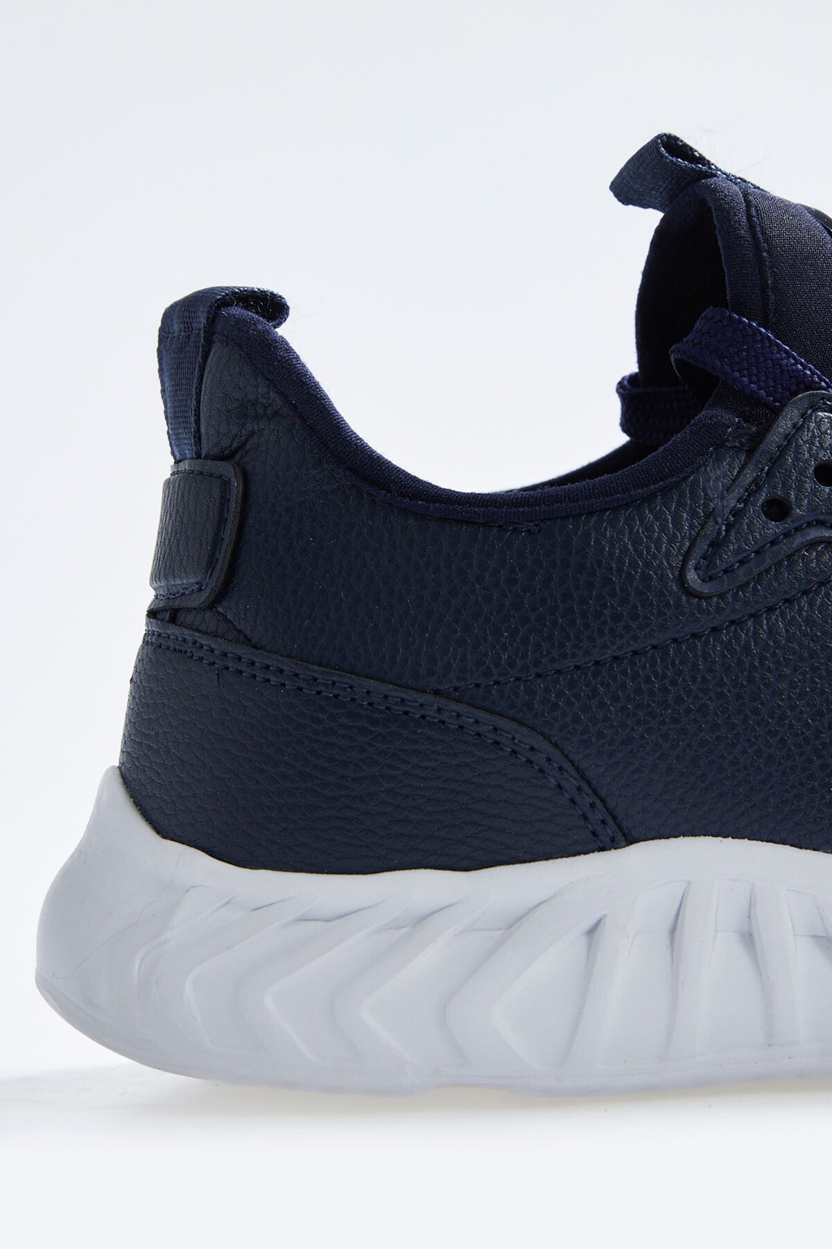 Navy Blue High Sole Laced PU Leather Men's Sports Shoes - 89115