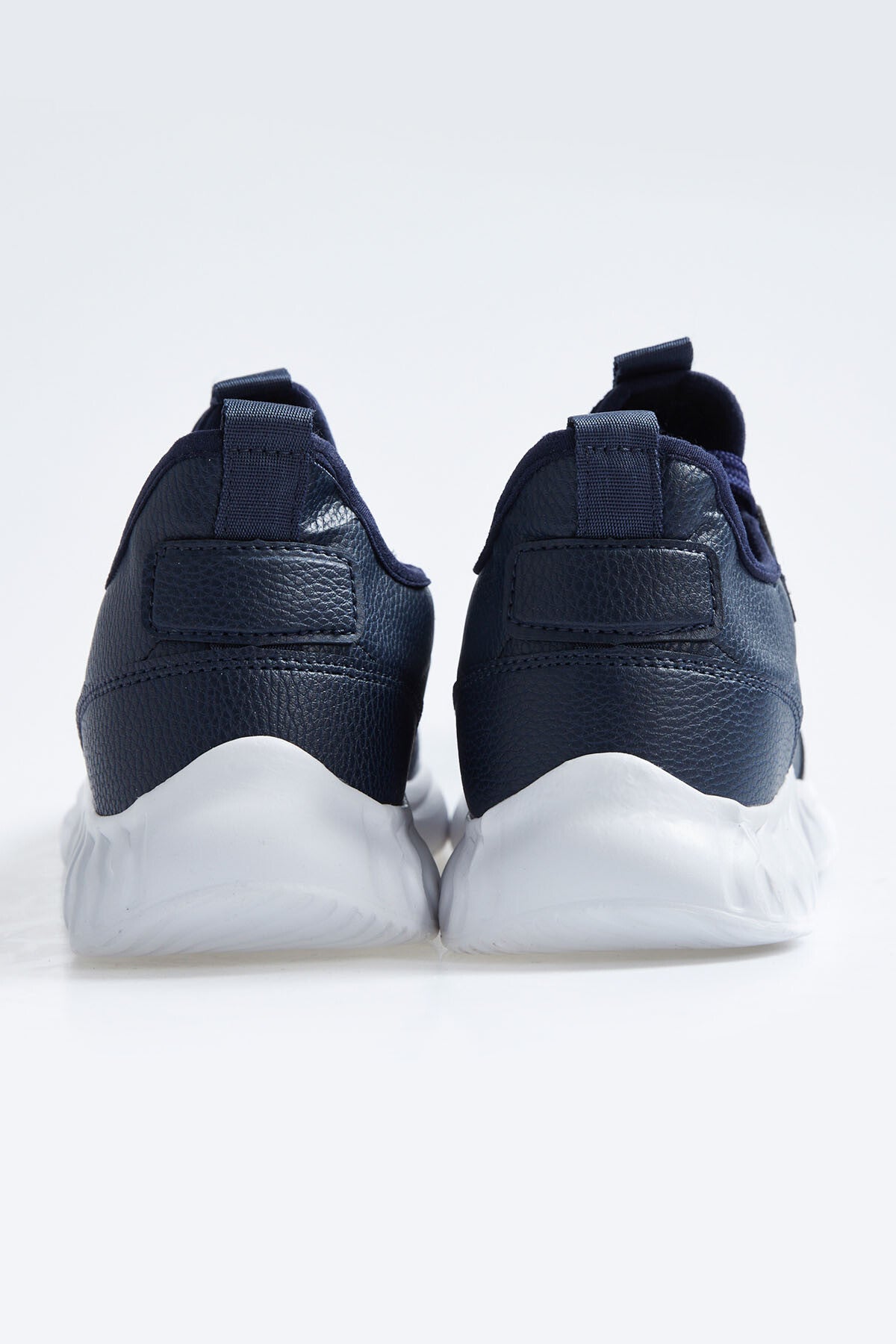 Navy Blue High Sole Laced PU Leather Men's Sports Shoes - 89115