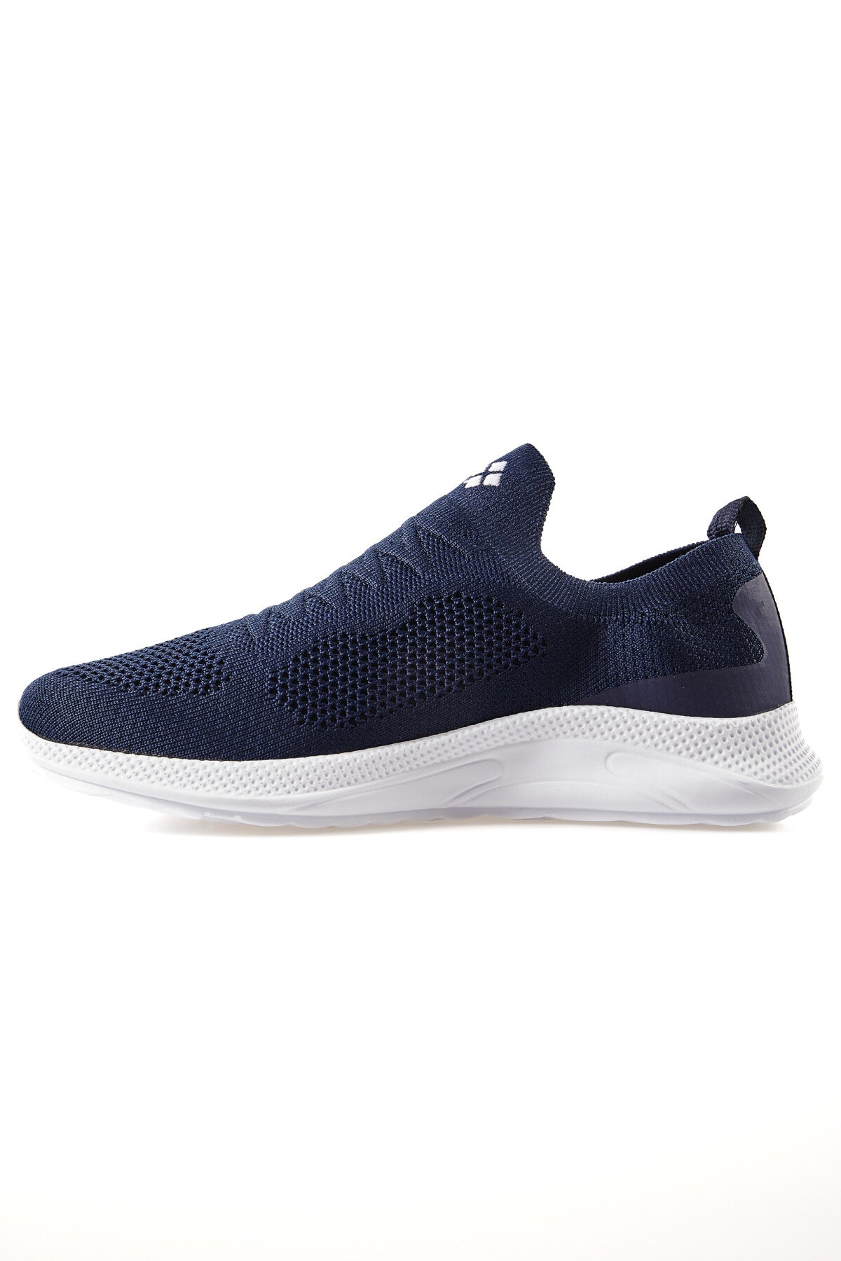 Navy Blue High Sole Ribbed Slip-On Lightweight Flexible Men's Sports Shoes - 89120