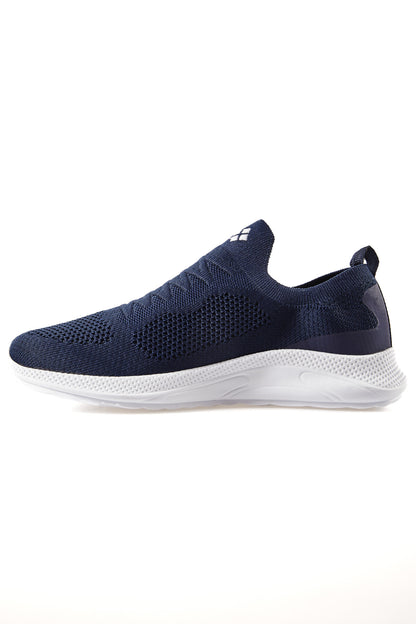 Navy Blue High Sole Ribbed Slip-On Lightweight Flexible Men's Sports Shoes - 89120