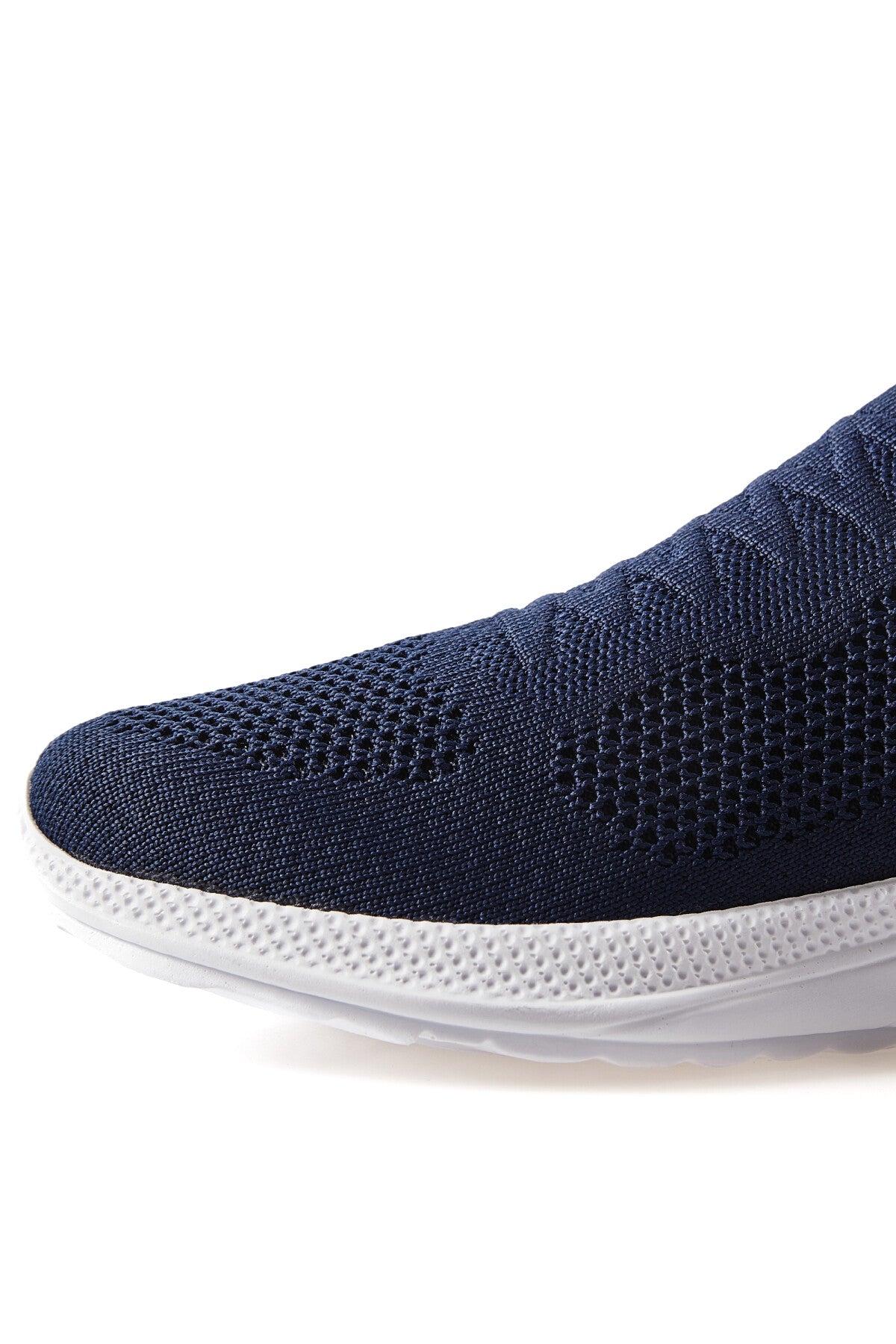 Navy Blue High Sole Ribbed Slip-On Lightweight Flexible Men's Sports Shoes - 89120