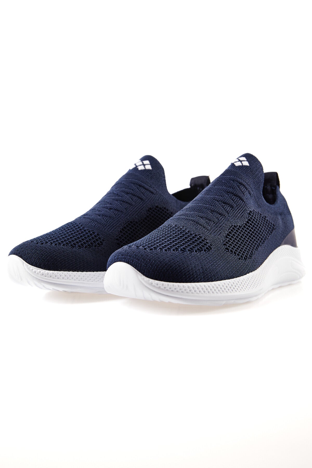 Navy Blue High Sole Ribbed Slip-On Lightweight Flexible Men's Sports Shoes - 89120
