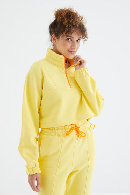 Low Shoulder Waist Gathered Half Zip Oversized Women's Tracksuit Set - 95321