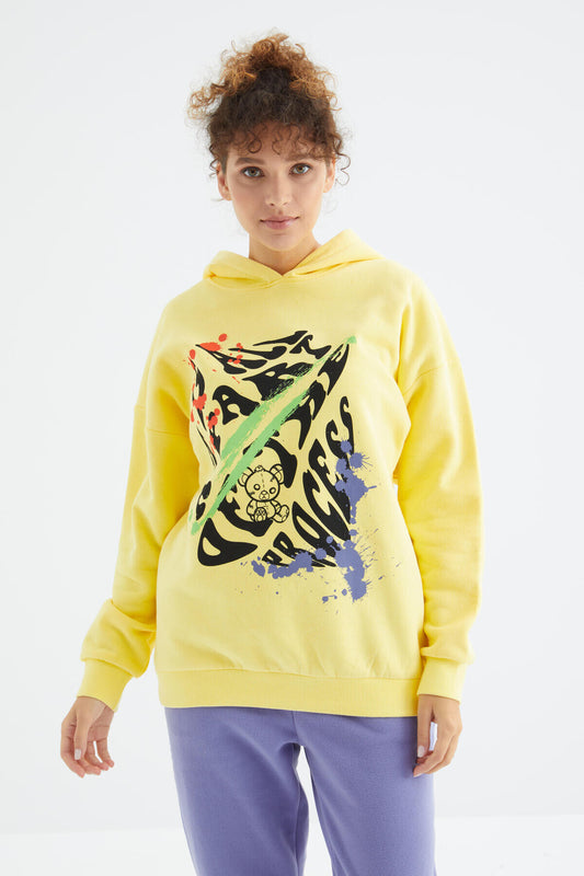 Lemon Pre-Printed Hooded Women's Oversize Women's Sweatshirt - 97248