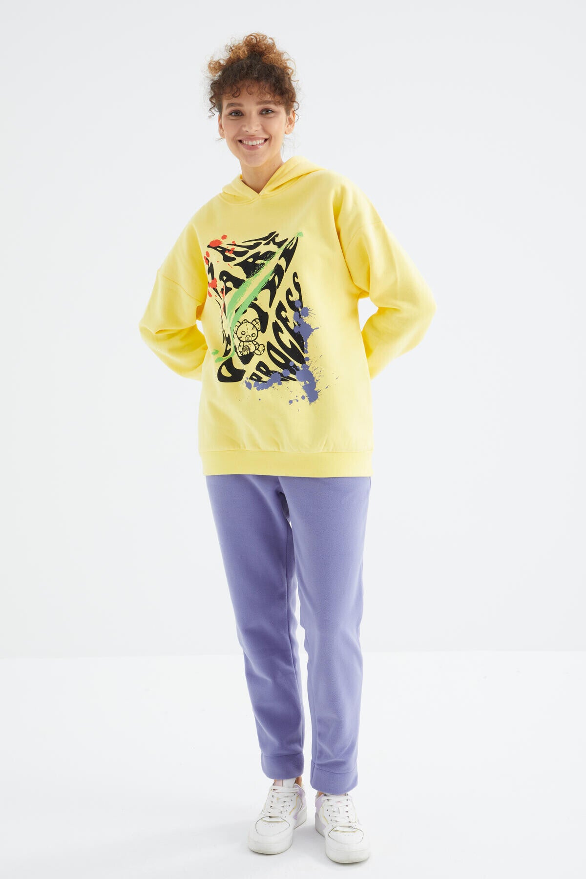 Lemon Pre-Printed Hooded Women's Oversize Women's Sweatshirt - 97248