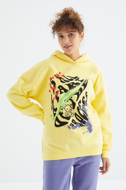 Lemon Pre-Printed Hooded Women's Oversize Women's Sweatshirt - 97248
