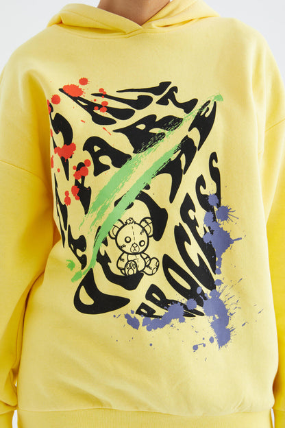 Lemon Pre-Printed Hooded Women's Oversize Women's Sweatshirt - 97248