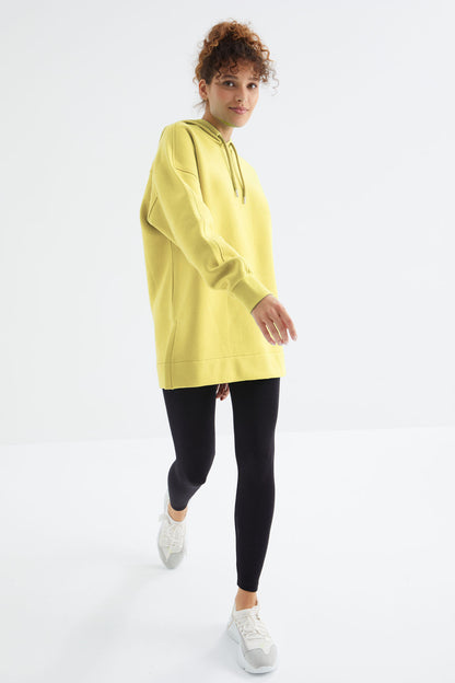 Lemon Reglan Basic Hooded Oversize Sweatshirt Tunic - 97242