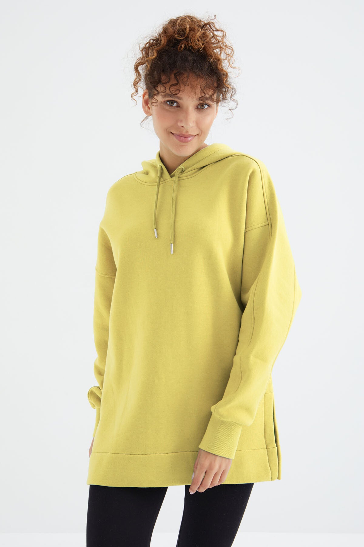 Lemon Reglan Basic Hooded Oversize Sweatshirt Tunic - 97242