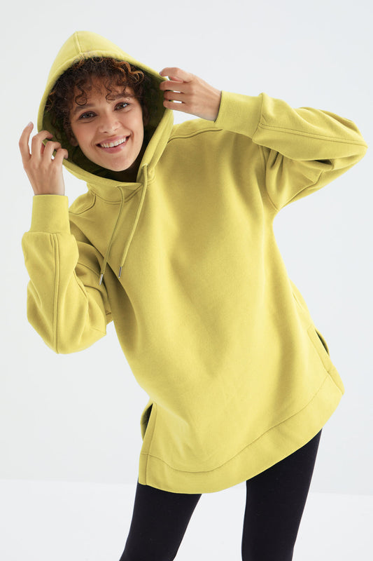 Lemon Reglan Basic Hooded Oversize Sweatshirt Tunic - 97242
