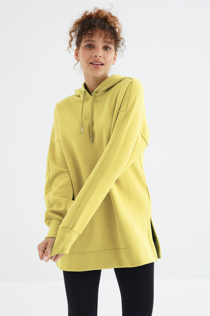 Lemon Reglan Basic Hooded Oversize Sweatshirt Tunic - 97242