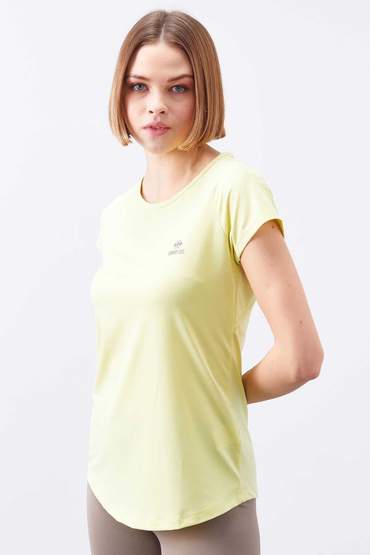 Lemon Back Window Short Sleeve Standard Fit O Neck Women's T-Shirt - 97101